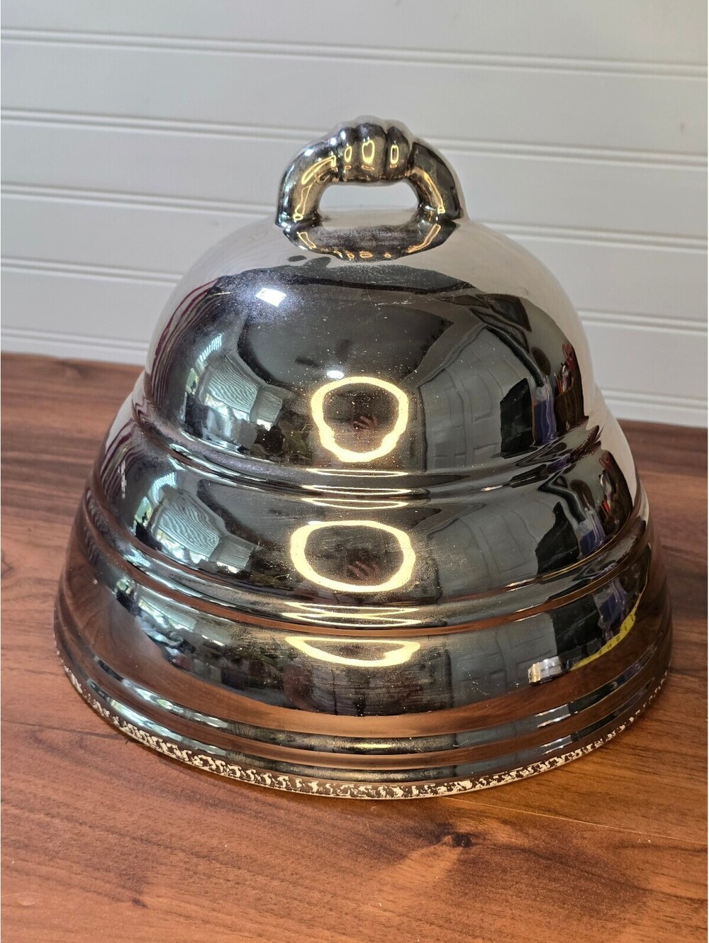 Vintage Chrome Metal Food Cloche Dome Cover Art Deco Style Serving Cover